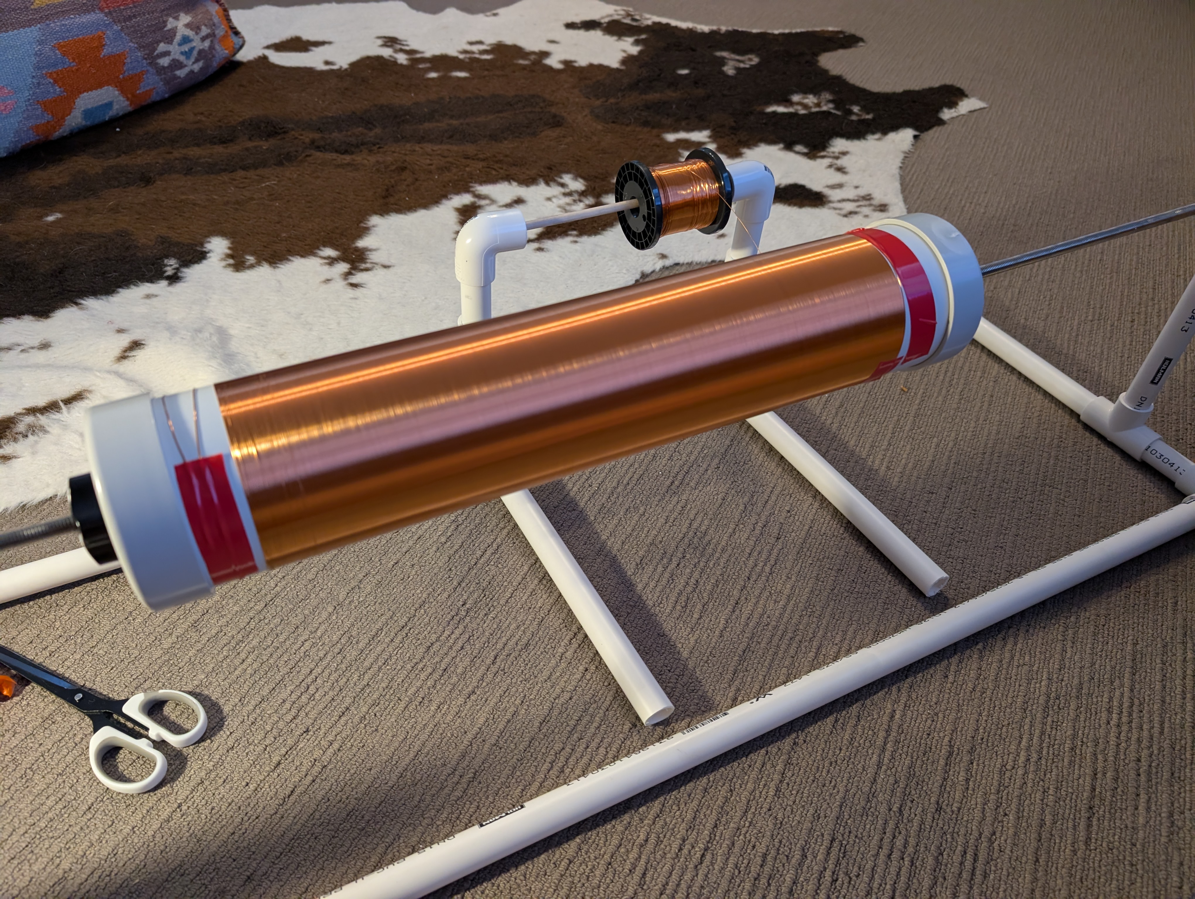 Completed Tesla coil winding before lacquer coating